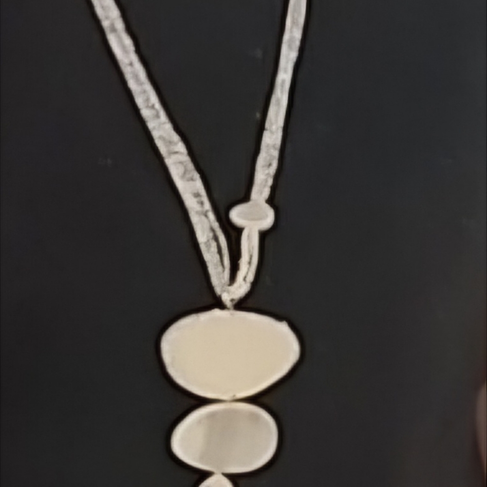 White beaded long necklace
